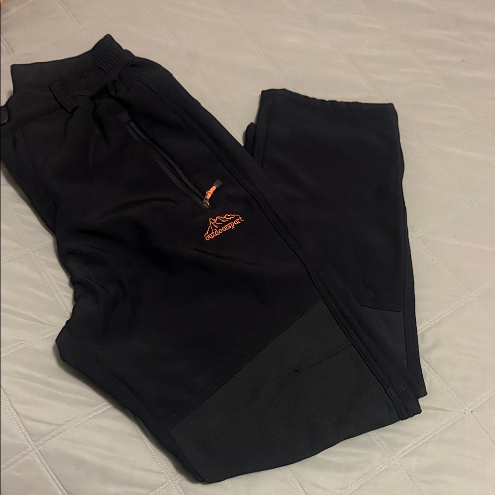 Black snow pants with Orange Logo